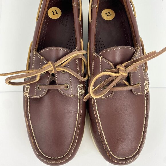 Bass Boat Shoes 11 M Leather Loafers Flats Sailing Shoes LKNU Slip On - Picture 2 of 8